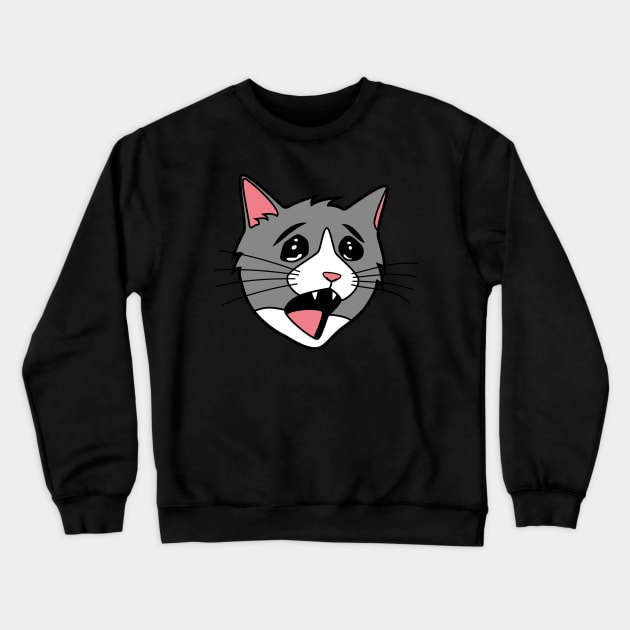 Screaming Cat Meme Crewneck Sweatshirt by Sashen